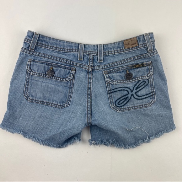 Horn Jeans Shorts Womens Size 26 Blue Denim Distressed Cut Off Californication - Picture 9 of 10